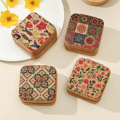 Retro Floral Print Portable Jewellery Storage Box
